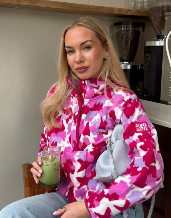 Snap Polar Fleece in Pink Pop Print