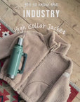 Industry High Collar Fleece Jacket in Sandstone