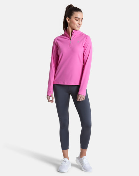 Josie Pink Missy Sport Colour Block Zip Through Long Sleeve Gym Top