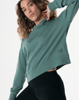 Side Snap Crop Hoodie in Fern Green - Hoodies - Gym+Coffee IE