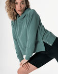 Side Snap Crop Hoodie in Fern Green - Hoodies - Gym+Coffee IE