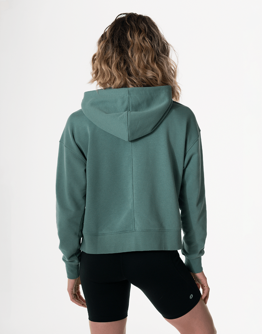 Side Snap Crop Hoodie in Fern Green - Hoodies - Gym+Coffee IE