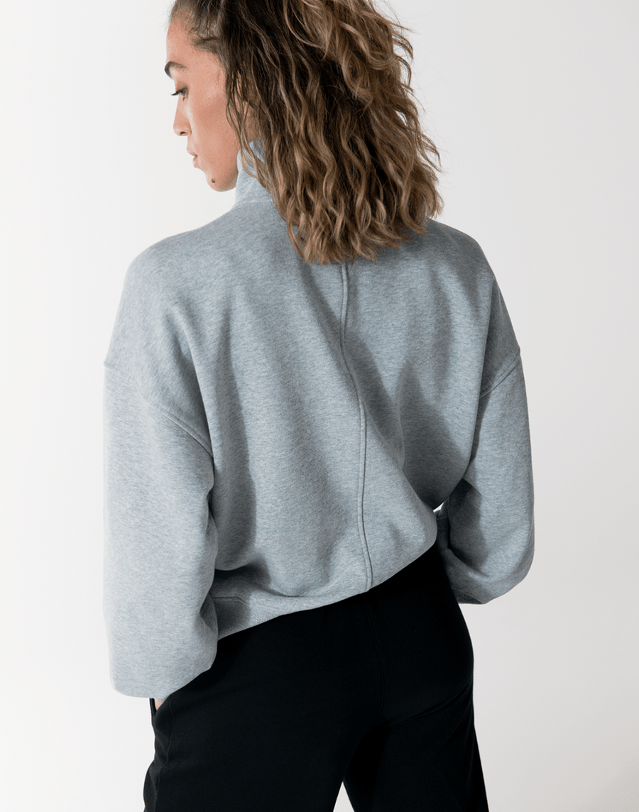 Snap Collar Sweatshirt in Grey Marl - Sweatshirts - Gym+Coffee IE