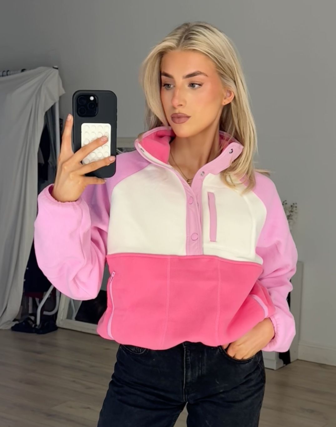 Snap Polar Fleece in Cotton Candy