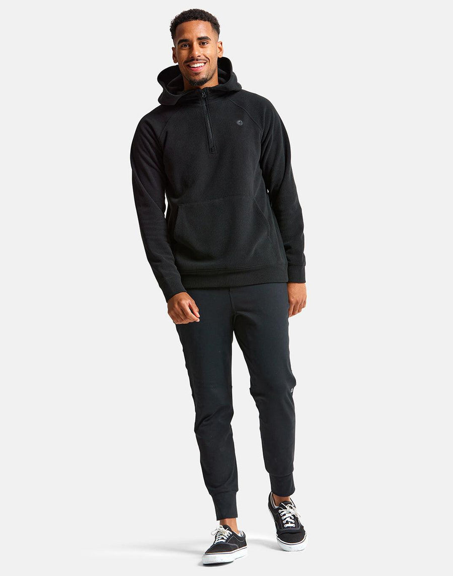 Textured Half Zip Hoodie in Jet Black - Hoodies - Gym+Coffee IE