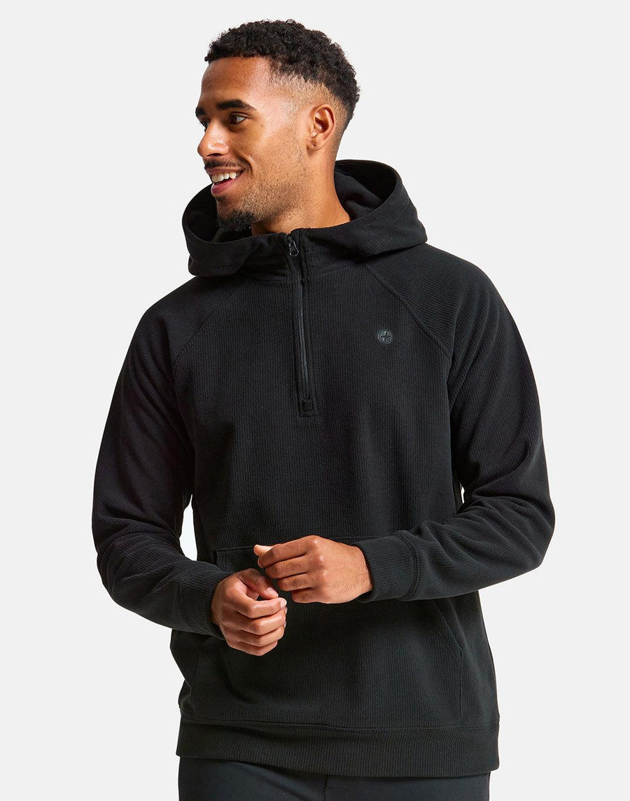 Textured Half Zip Hoodie in Jet Black - Hoodies - Gym+Coffee IE