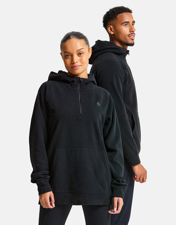 Textured Half Zip Hoodie in Jet Black - Hoodies - Gym+Coffee IE