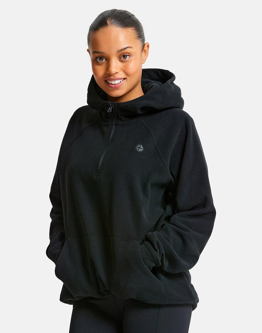 Textured Half Zip Hoodie in Jet Black - Hoodies - Gym+Coffee IE