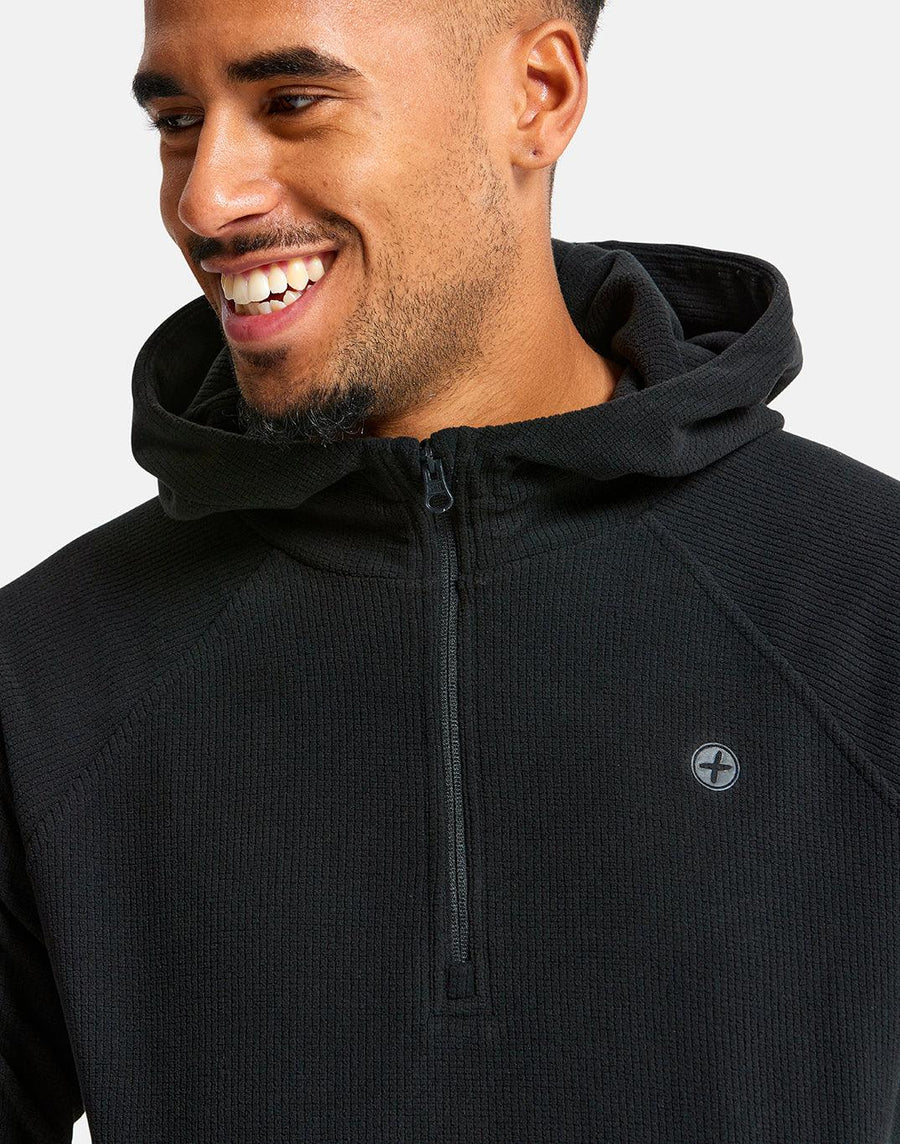 Textured Half Zip Hoodie in Jet Black - Hoodies - Gym+Coffee IE