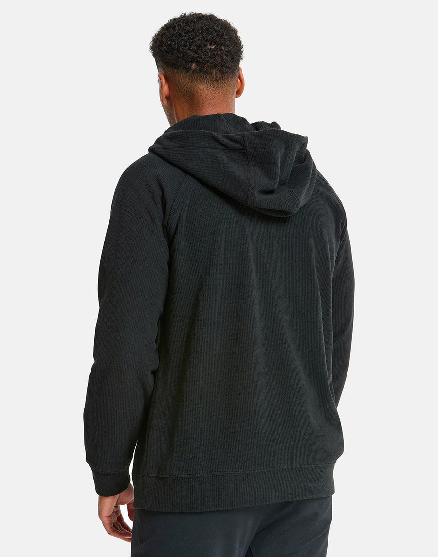 Textured Half Zip Hoodie in Jet Black - Hoodies - Gym+Coffee IE