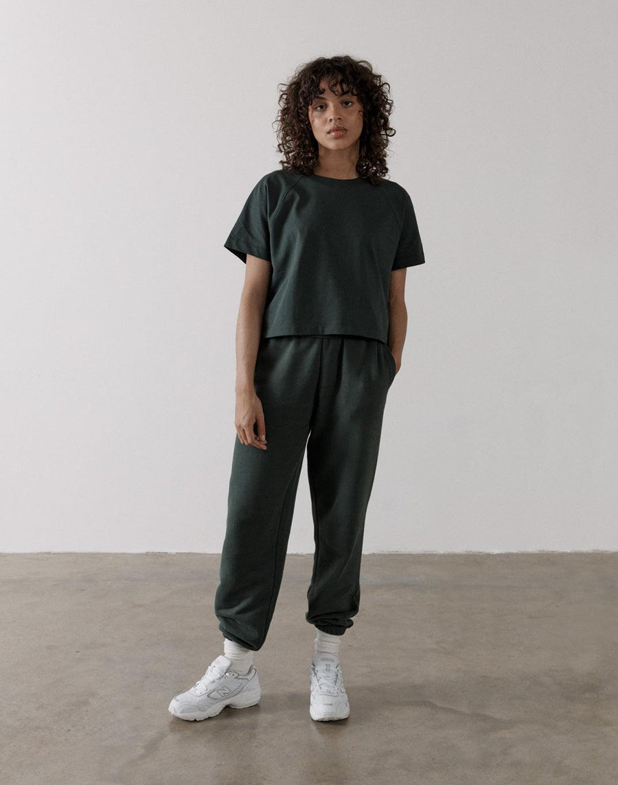 The Women's Crop Tee in Earth Green - T-Shirts - Gym+Coffee IE