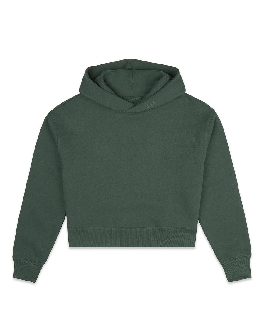 The Womens Pullover Crop Hoodie in Earth Green | Gym+Coffee IE