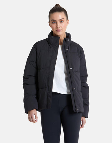 Women's Urban Expedition Puffer Jacket in Jet Black - Outerwear - Gym+Coffee IE
